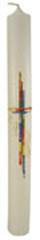 Taufkerze - Regenbogenkreuz. 