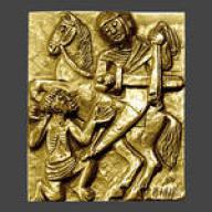 Egino Weinert: Bronzepatronal Martin - klein, rund. 