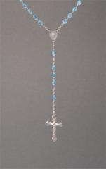 Rosenkranz gekettelt - Ankerkette, Glasperle hellblau. 