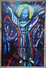 Verteilbildchen Franziskus. Glasfenster in Ulm, Kapelle der Hildegardis-Schule