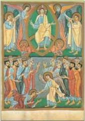 Oster-Verteilbildchen: Das groe Halleluja. aus dem Reichenauer Evangeliar