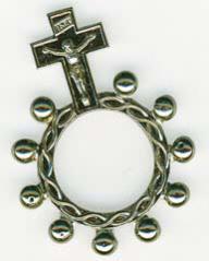 Fingerrosenkranz - silberfarben mit glatten Kugeln. 