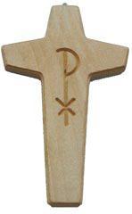 Kreuz-Anhnger  - mit Chi-Rho-Zeichen. aus Holz